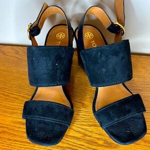 Tory Burch Black Suede Sandals size 7 1/2